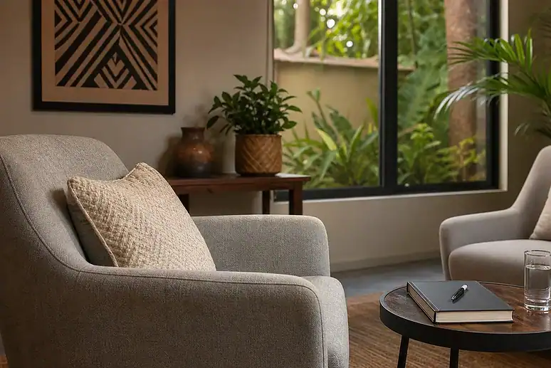 Comfortable consultation room for supervised alcohol withdrawal support at Cherrywood House