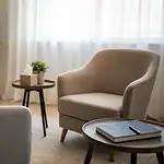 Calm therapy room representing compassionate cocaine addiction treatment and recovery support
