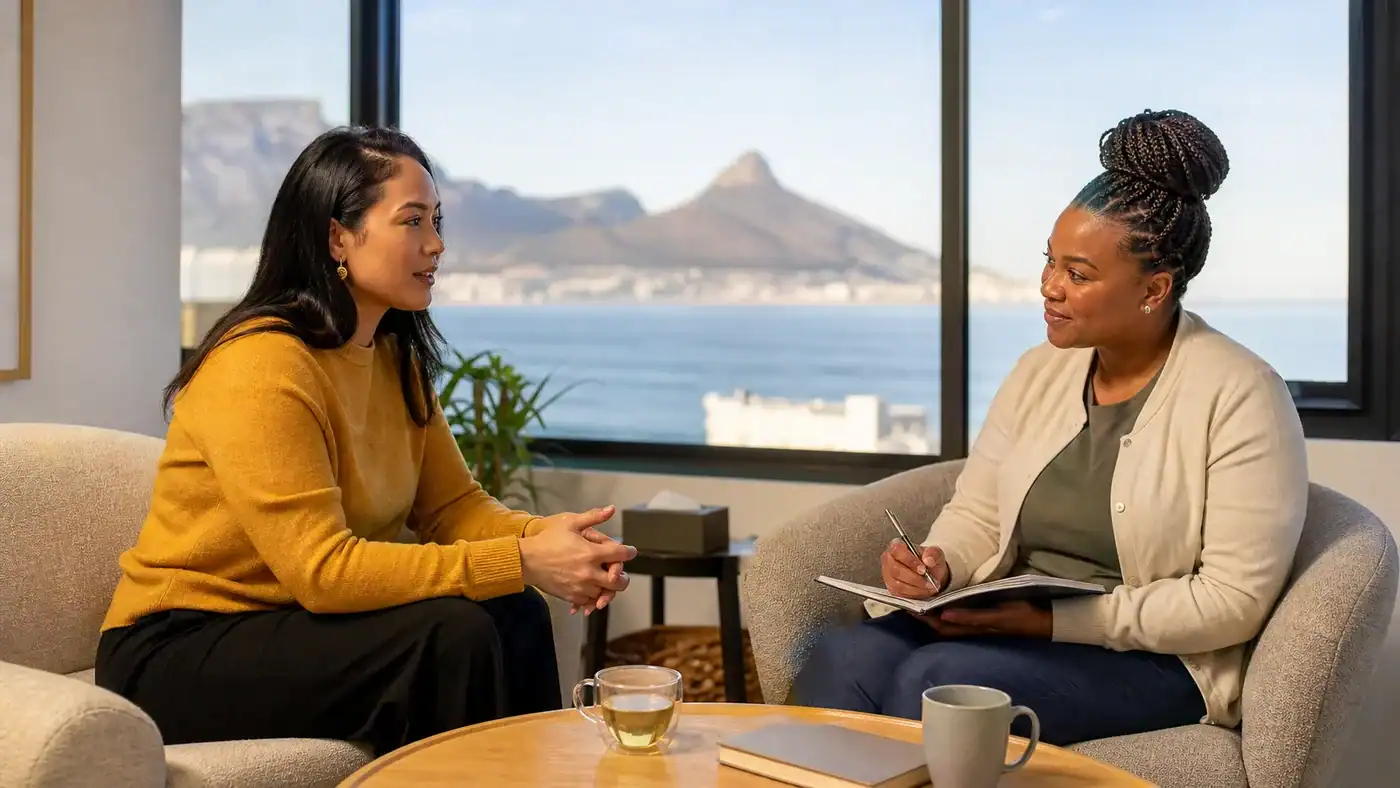 International client receiving private addiction counselling in South Africa