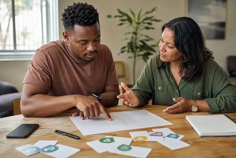 Client and counsellor creating a practical relapse prevention plan